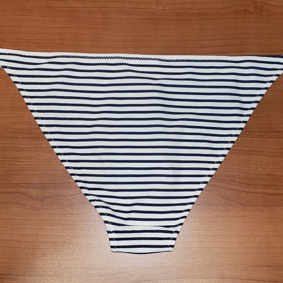 black and white striped swimsuit bottoms